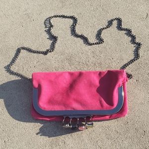 'JNB' Hot Pink Jewel Knuckle Ring Clutch